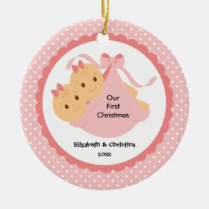 Baby Girl Twins Baby's First Christmas Ornament