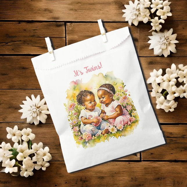 Baby Girl Twins of Colour Baby Shower Favour Bag (Creator Uploaded)