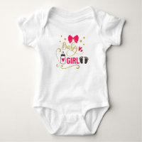“Baby Girl” Typography Pink Girly Baby Glam Gold