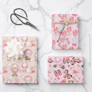 Baby girl watercolor wrapping paper