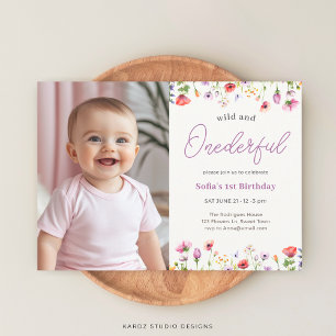 Baby Girl Wild And Onederful 1st Birthday Invitation