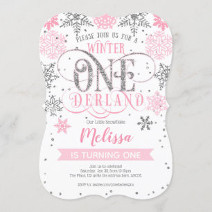 Baby Girl, Winter Onederland 1st Birthday Invitation