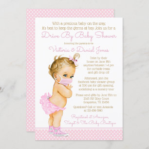 Baby Girl With Mask Drive By Baby Shower Invitation
