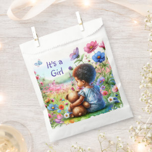 Baby Girl with Teddy Bear Baby Shower It's a Girl Favour Bag