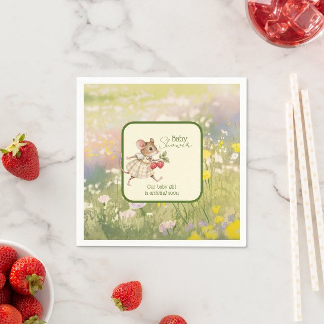 Baby Girl Woodland Animal Shower Napkin (Insitu)