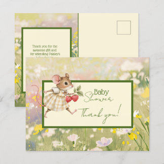 Baby Girl Woodland Animal Shower Thank You Postcard