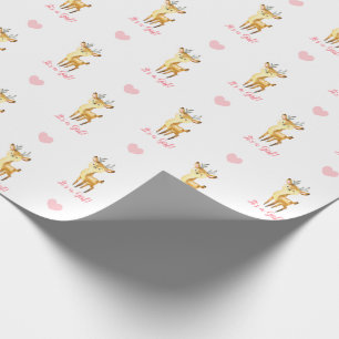 Baby Girl Wrapping Paper Pink Deer (It's A Girl)