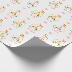 Baby Girl Wrapping Paper Pink Giraffe It's A Girl