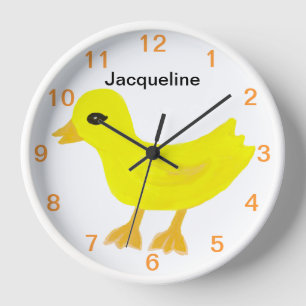 Baby Girl Yellow Rubber Ducky Clock  CUSTOMIZE IT