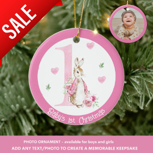 Baby Girl's 1st Christmas Photo Decoration Rabbit