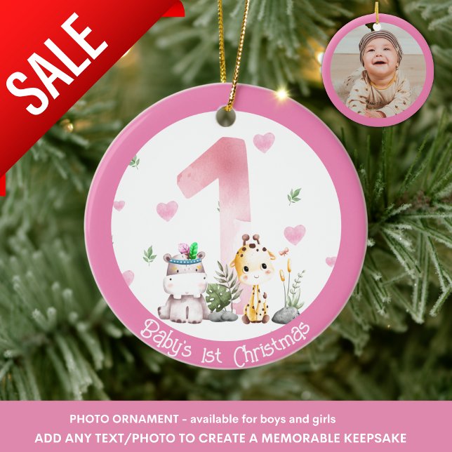 Baby Girl's 1st Photo Christmas Decoration Animals (Creator Uploaded)