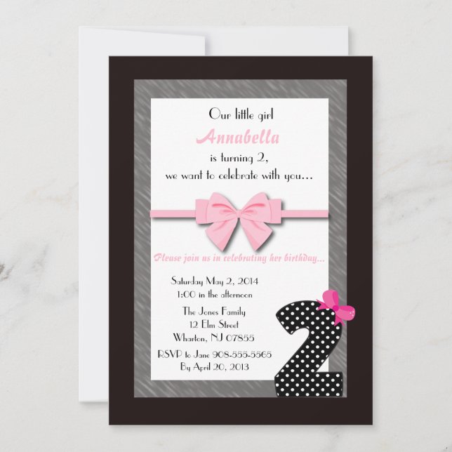 Baby Girls 2nd Birthday Invitation (Front)