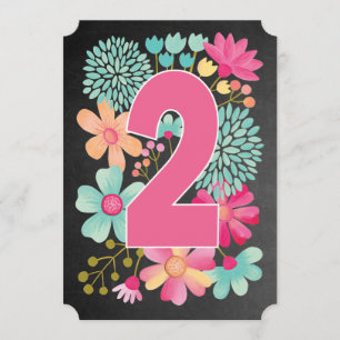 Baby Girls 2nd Birthday Number 2 Party Invite