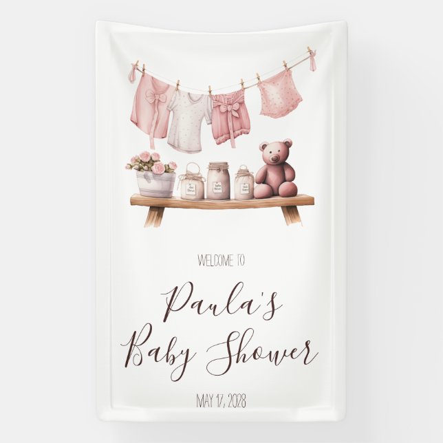 Baby Girl's Clothes Baby Shower Welcome Sign (Vertical)