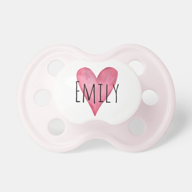 Baby Girls Cute Pink Watercolor Heart Dummy (Front)