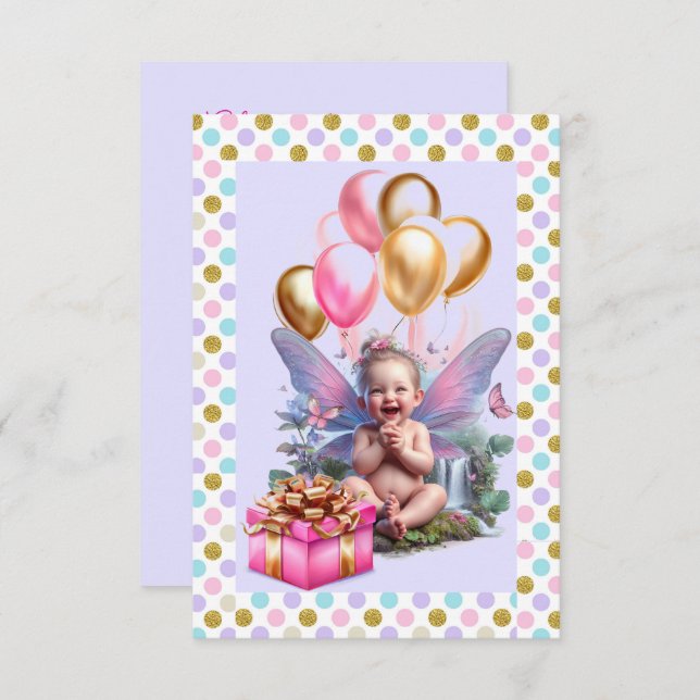 Baby Girl's First Birthday Party Invitation (Front/Back)