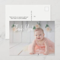 Baby girl's first birthday Thank You Photo