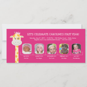 Baby Girl's First Birthday Year Invitation