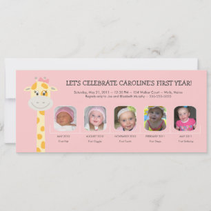 Baby Girl's First Birthday Year Invitation
