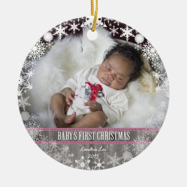 Baby girls First Christmas Ceramic Tree Decoration (Front)