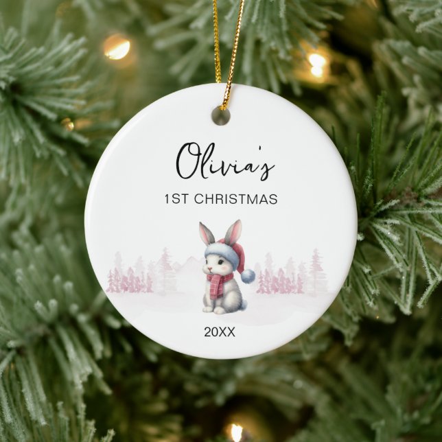 Baby Girl's First Christmas Ornament 2023 modern (Tree)