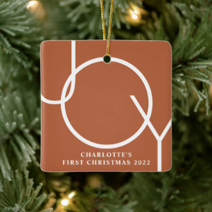 Baby Girl's First Christmas Photo Terracotta Ceramic Ornament