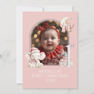 Baby Girls First Christmas photograph**Flat Holiday Card