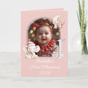 ~Baby Girls First Christmas photograph Holiday Card