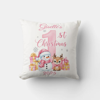 Baby Girl's First Christmas Pillow