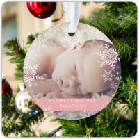 Baby Girl's First Christmas Snowflakes Pink