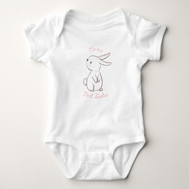Baby girl's first Easter with cute bunny Baby Bodysuit (Front)