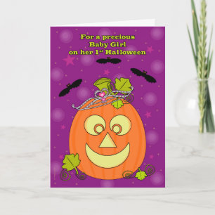 Baby Girl's First Halloween Pumpkin Princess Card
