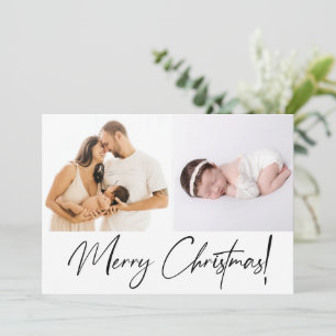 Baby Girl's first Merry Christmas Script Photo Holiday Card