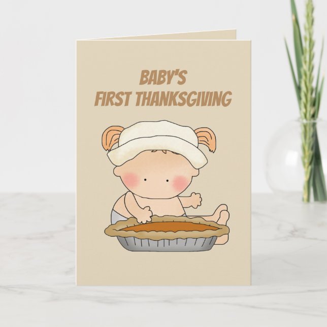 Baby girls first Thanksgiving add message card (Front)