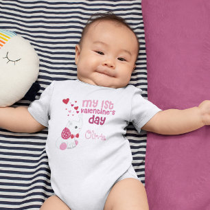 Baby Girl's First Valentine's Day Custom Baby Bodysuit