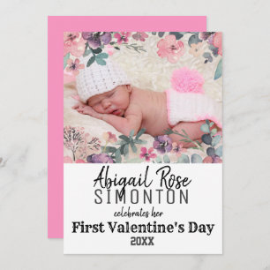 Baby Girl's First Valentine's Day Photo Card