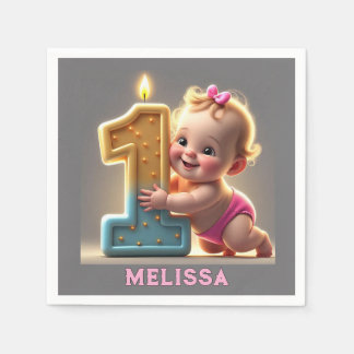 " BABY GIRL'S FIRT BIRTHDAY " NAPKIN