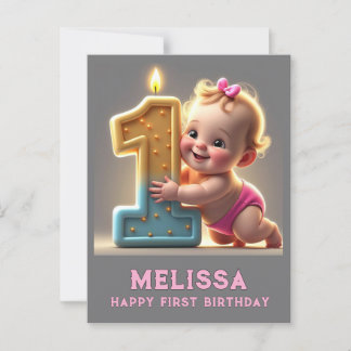 " BABY GIRL'S FIRT BIRTHDAY " POSTCARD