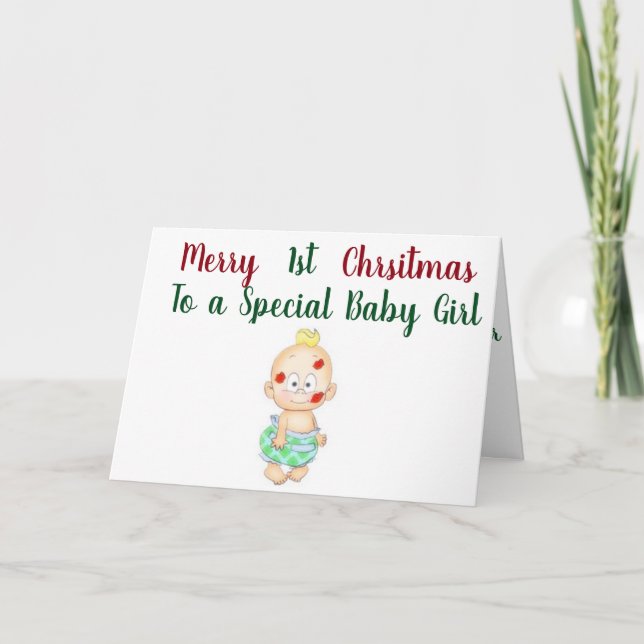*** BABY GIRL'S*** HAVE ***1st CHRISTMAS*** Holiday Card (Front)
