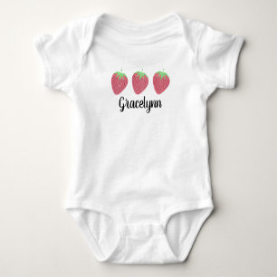 Baby Girls Watercolor Strawberry Trio Bodysuit