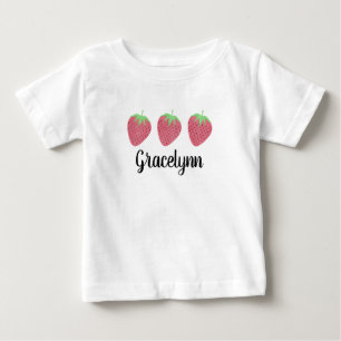 Baby Girls Watercolor Strawberry Trio T-Shirt