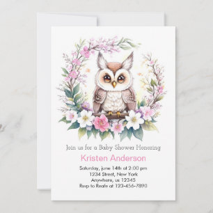 Baby Girl's Whimsical Owl Shower. Invitation