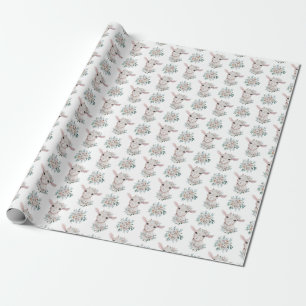 Baby Goat Floral Wrapping Paper