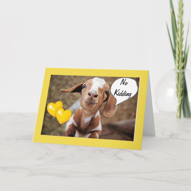 BABY GOAT IS NOT KIDDING AROUND ON BIRTHDAY FRIEND CARD (Front)