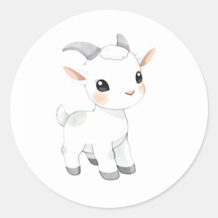 Baby Goat Kid Watercolor Art Classic Round Sticker