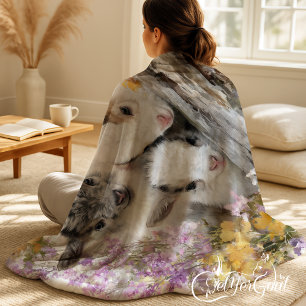 Baby Goats in Autumn Foliage 10 Fleece Blanket