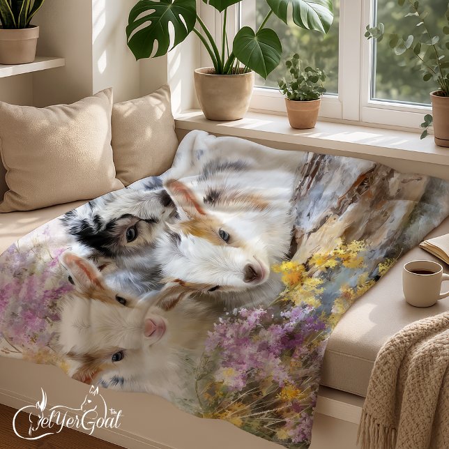 Baby Goats in Autumn Foliage 14 Fleece Blanket (Creator Uploaded)