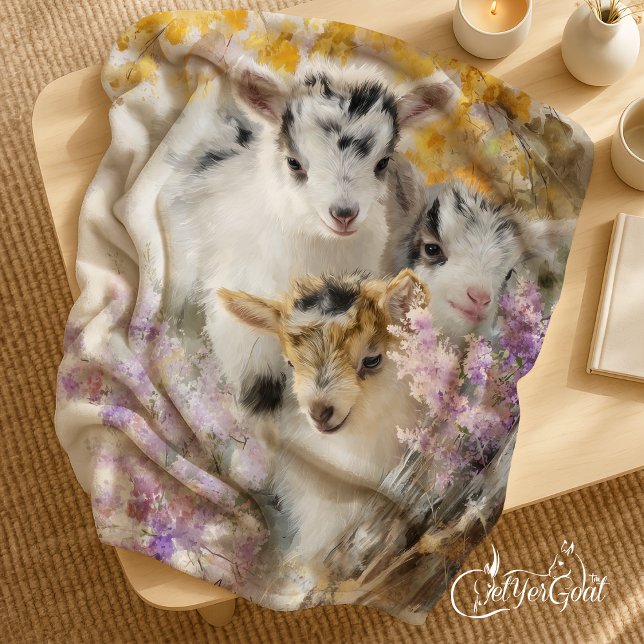 Baby Goats in Autumn Foliage 15 Fleece Blanket (Creator Uploaded)
