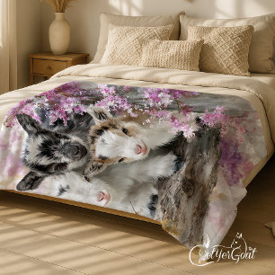 Baby Goats in Autumn Foliage 45 Fleece Blanket