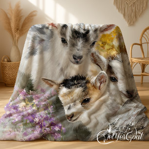 Baby Goats in Autumn Foliage 4 Fleece Blanket